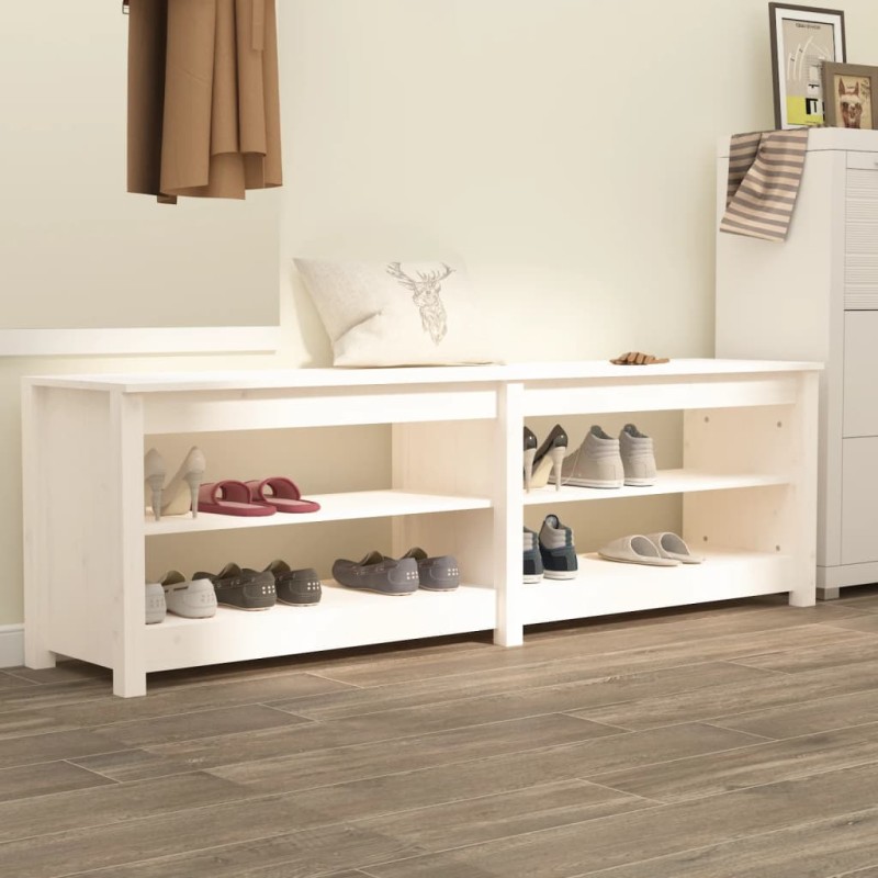 vidaXL Schuhbank Weiß 160x36,5x50 cm Massivholz Kiefer vidaXL Schuhbank Weiß 160x36,5x50 cm Massivholz Kiefer