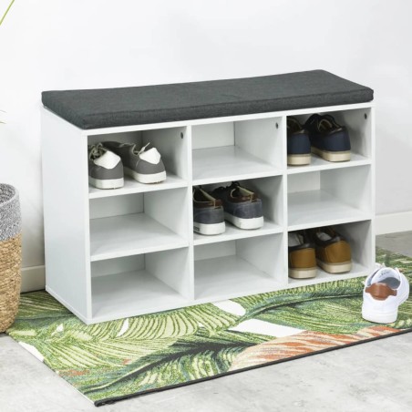 HI Schuhregal mit Kissen 84,5x29x48 cm Weiß