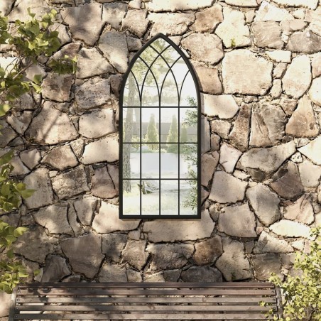 vidaXL Gartenspiegel Schwarz 100x45 cm Eisen 