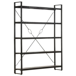vidaXL Bücherregal 5 Fächer Schwarz 140x30x180 cm Mango Massivholz