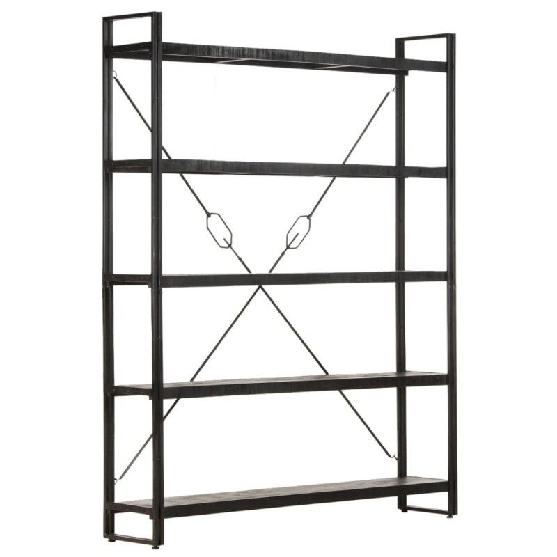 vidaXL Bücherregal 5 Fächer Schwarz 140x30x180 cm Mango Massivholz vidaXL Bücherregal 5 Fächer Schwarz 140x30x180 cm Mango Massivholz
