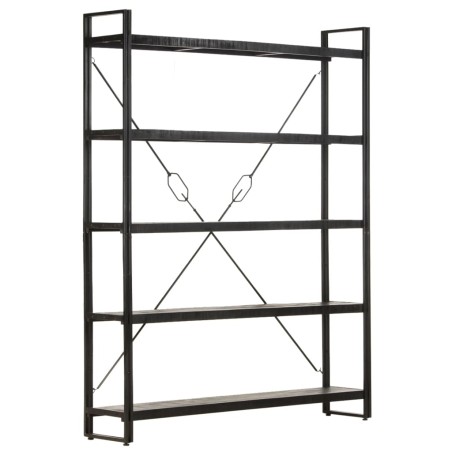 vidaXL Bücherregal 5 Fächer Schwarz 140x30x180 cm Mango Massivholz