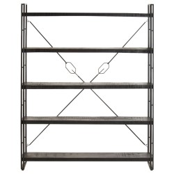 vidaXL Bücherregal 5 Fächer Schwarz 140x30x180 cm Mango Massivholz