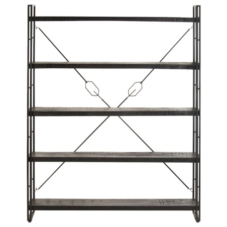 vidaXL Bücherregal 5 Fächer Schwarz 140x30x180 cm Mango Massivholz
