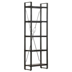 vidaXL Bücherregal 5 Fächer Schwarz 60x30x180 cm Mango Massivholz
