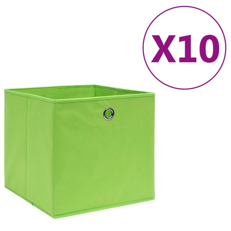vidaXL Aufbewahrungsboxen 10 Stk. Vliesstoff 28x28x28 cm Grün vidaXL Aufbewahrungsboxen 10 Stk. Vliesstoff 28x28x28 cm Grün