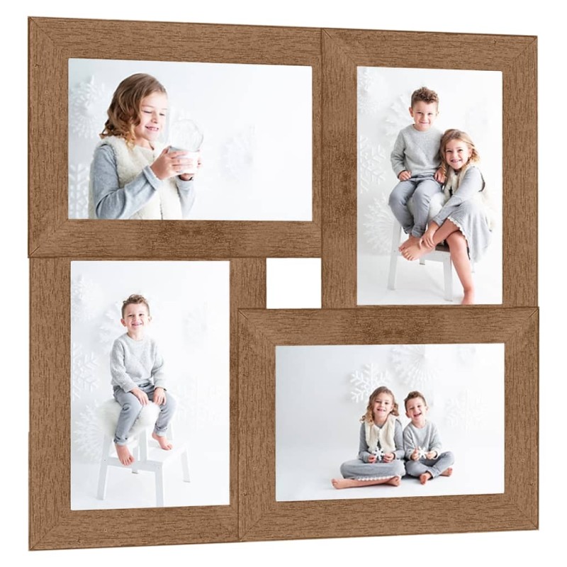 vidaXL Collage Bilderrahmen für 4x(10x15 cm) Fotos Hellbraun MDF vidaXL Collage Bilderrahmen für 4x(10x15 cm) Fotos Hellbraun MDF