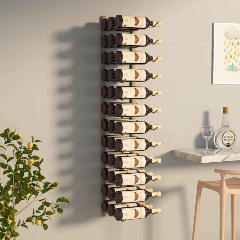 vidaXL Wand-Weinregal für 36 Flaschen Golden Eisen vidaXL Wand-Weinregal für 36 Flaschen Golden Eisen