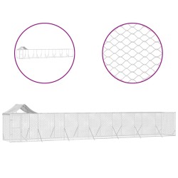 vidaXL Outdoor-Hundezwinger mit Dach Silbern 14x2x2,5 m Stahl Verzinkt
