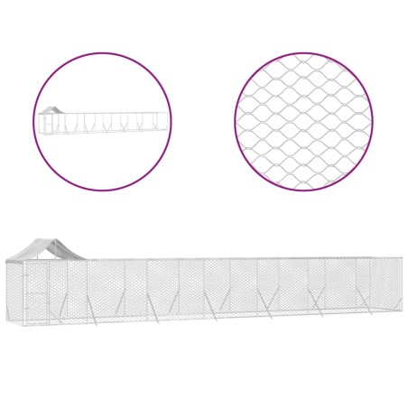 vidaXL Outdoor-Hundezwinger mit Dach Silbern 14x2x2,5 m Stahl Verzinkt