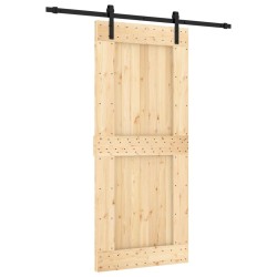 vidaXL Schiebetür mit Beschlag 90x210 cm Massivholz Kiefer