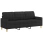 vidaXL 3-tlg. Sofagarnitur mit Kissen Schwarz Stoff vidaXL 3-tlg. Sofagarnitur mit Kissen Schwarz Stoff