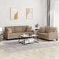 vidaXL 2-tlg. Sofagarnitur mit Kissen Cappuccino-Braun Kunstleder vidaXL 2-tlg. Sofagarnitur mit Kissen Cappuccino-Braun Kunstleder