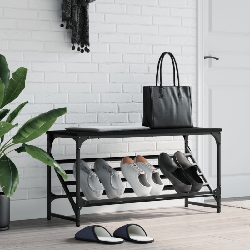 vidaXL Schuhregal Schwarz 90x30x45 cm Holzwerkstoff vidaXL Schuhregal Schwarz 90x30x45 cm Holzwerkstoff