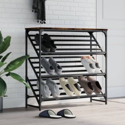 vidaXL Schuhregal Räuchereiche 90x30x85 cm Holzwerkstoff
