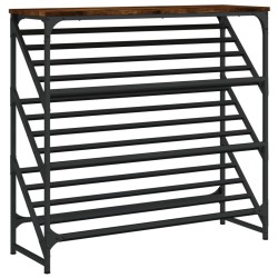 vidaXL Schuhregal Räuchereiche 90x30x85 cm Holzwerkstoff