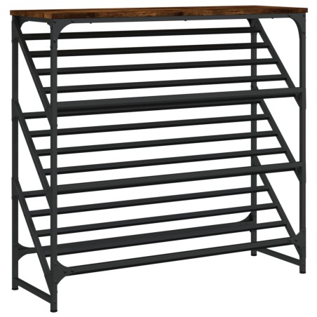 vidaXL Schuhregal Räuchereiche 90x30x85 cm Holzwerkstoff