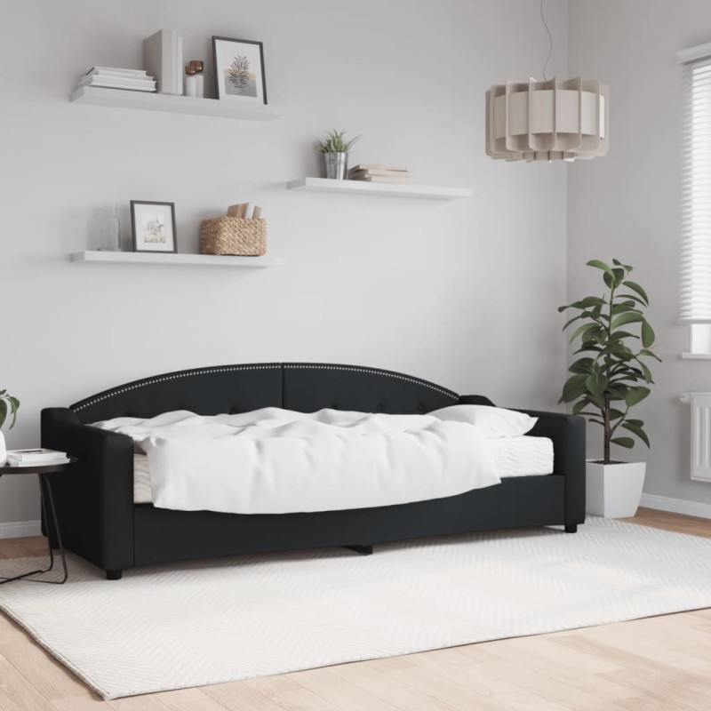 vidaXL Tagesbett mit Matratze Schwarz 80x200 cm Stoff vidaXL Tagesbett mit Matratze Schwarz 80x200 cm Stoff