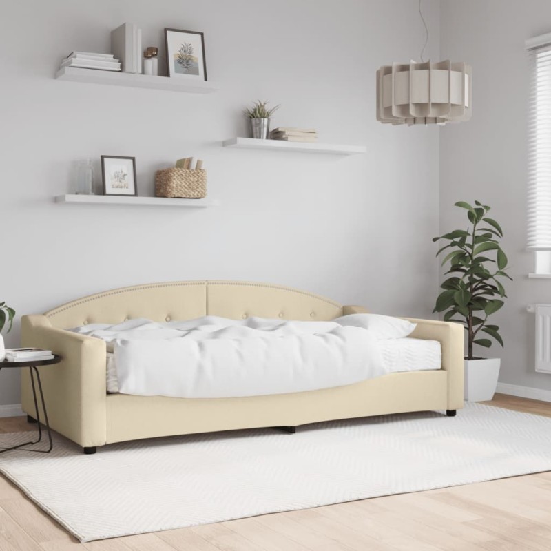 vidaXL Tagesbett mit Matratze Creme 100x200 cm Stoff vidaXL Tagesbett mit Matratze Creme 100x200 cm Stoff