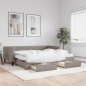 vidaXL Tagesbett Ausziehbar mit Schubladen Taupe 90x200 cm Stoff vidaXL Tagesbett Ausziehbar mit Schubladen Taupe 90x200 cm Stoff