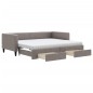 vidaXL Tagesbett Ausziehbar mit Schubladen Taupe 90x200 cm Stoff vidaXL Tagesbett Ausziehbar mit Schubladen Taupe 90x200 cm Stoff