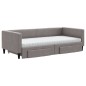 vidaXL Tagesbett Ausziehbar mit Schubladen Taupe 90x200 cm Stoff vidaXL Tagesbett Ausziehbar mit Schubladen Taupe 90x200 cm Stoff