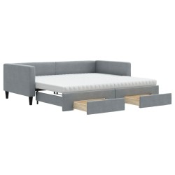 vidaXL Tagesbett Ausziehbar mit Schubladen Hellgrau 100x200 cm Stoff