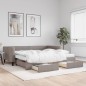 vidaXL Tagesbett Ausziehbar mit Schubladen Taupe 100x200 cm Stoff vidaXL Tagesbett Ausziehbar mit Schubladen Taupe 100x200 cm Stoff