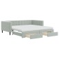 vidaXL Tagesbett Ausziehbar mit Schubladen Hellgrau 100x200 cm Samt vidaXL Tagesbett Ausziehbar mit Schubladen Hellgrau 100x200 cm Samt