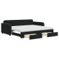 vidaXL Tagesbett Ausziehbar mit Schubladen Schwarz 90x200 cm Samt vidaXL Tagesbett Ausziehbar mit Schubladen Schwarz 90x200 cm Samt