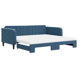 vidaXL Tagesbett Ausziehbar mit Matratzen Blau 100x200 cm Samt