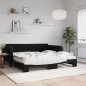 vidaXL Tagesbett Ausziehbar mit Matratzen Schwarz 100x200 cm Samt vidaXL Tagesbett Ausziehbar mit Matratzen Schwarz 100x200 cm Samt