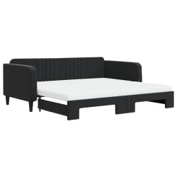 vidaXL Tagesbett Ausziehbar mit Matratzen Schwarz 100x200 cm Samt