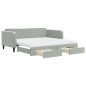 vidaXL Tagesbett Ausziehbar mit Schubladen Hellgrau 100x200 cm Samt vidaXL Tagesbett Ausziehbar mit Schubladen Hellgrau 100x200 cm Samt