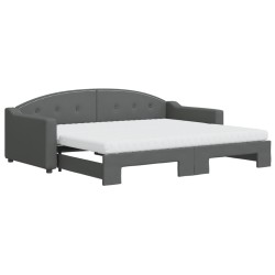 vidaXL Tagesbett Ausziehbar mit Matratzen Dunkelgrau 90x200 cm Stoff