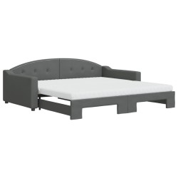 vidaXL Tagesbett Ausziehbar mit Matratzen Dunkelgrau 100x200 cm Stoff