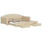vidaXL Tagesbett Ausziehbar mit Schubladen Creme 100x200 cm Stoff vidaXL Tagesbett Ausziehbar mit Schubladen Creme 100x200 cm Stoff