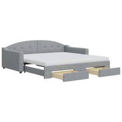 vidaXL Tagesbett Ausziehbar mit Schubladen Hellgrau 100x200 cm Stoff