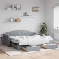 vidaXL Tagesbett Ausziehbar mit Schubladen Hellgrau 90x190 cm Stoff vidaXL Tagesbett Ausziehbar mit Schubladen Hellgrau 90x190 cm Stoff