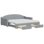 vidaXL Tagesbett Ausziehbar mit Schubladen Hellgrau 90x190 cm Stoff vidaXL Tagesbett Ausziehbar mit Schubladen Hellgrau 90x190 cm Stoff