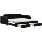 vidaXL Tagesbett Ausziehbar mit Schubladen Schwarz 90x200 cm Stoff vidaXL Tagesbett Ausziehbar mit Schubladen Schwarz 90x200 cm Stoff