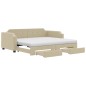 vidaXL Tagesbett Ausziehbar mit Schubladen Creme 90x200 cm Stoff vidaXL Tagesbett Ausziehbar mit Schubladen Creme 90x200 cm Stoff