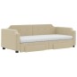 vidaXL Tagesbett Ausziehbar mit Schubladen Creme 90x200 cm Stoff vidaXL Tagesbett Ausziehbar mit Schubladen Creme 90x200 cm Stoff