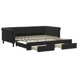 vidaXL Tagesbett Ausziehbar mit Schubladen Schwarz 100x200 cm Samt