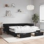 vidaXL Tagesbett Ausziehbar mit Schubladen Schwarz 90x190 cm Samt vidaXL Tagesbett Ausziehbar mit Schubladen Schwarz 90x190 cm Samt