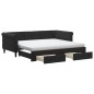 vidaXL Tagesbett Ausziehbar mit Schubladen Schwarz 90x190 cm Samt vidaXL Tagesbett Ausziehbar mit Schubladen Schwarz 90x190 cm Samt