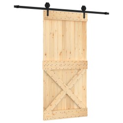 vidaXL Schiebetür mit Beschlag 95x210 cm Massivholz Kiefer