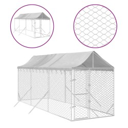 vidaXL Outdoor-Hundezwinger mit Dach Silbern 2x6x2,5m Verzinkter Stahl
