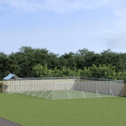 vidaXL Outdoor-Hundezwinger mit Dach Silbern 12x12x2,5m Stahl Verzinkt