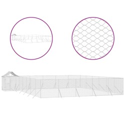 vidaXL Outdoor-Hundezwinger mit Dach Silbern 12x12x2,5m Stahl Verzinkt